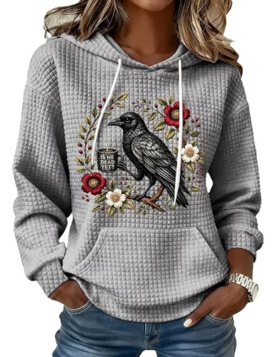 Women's Floral Raven Print Casual Hoodie