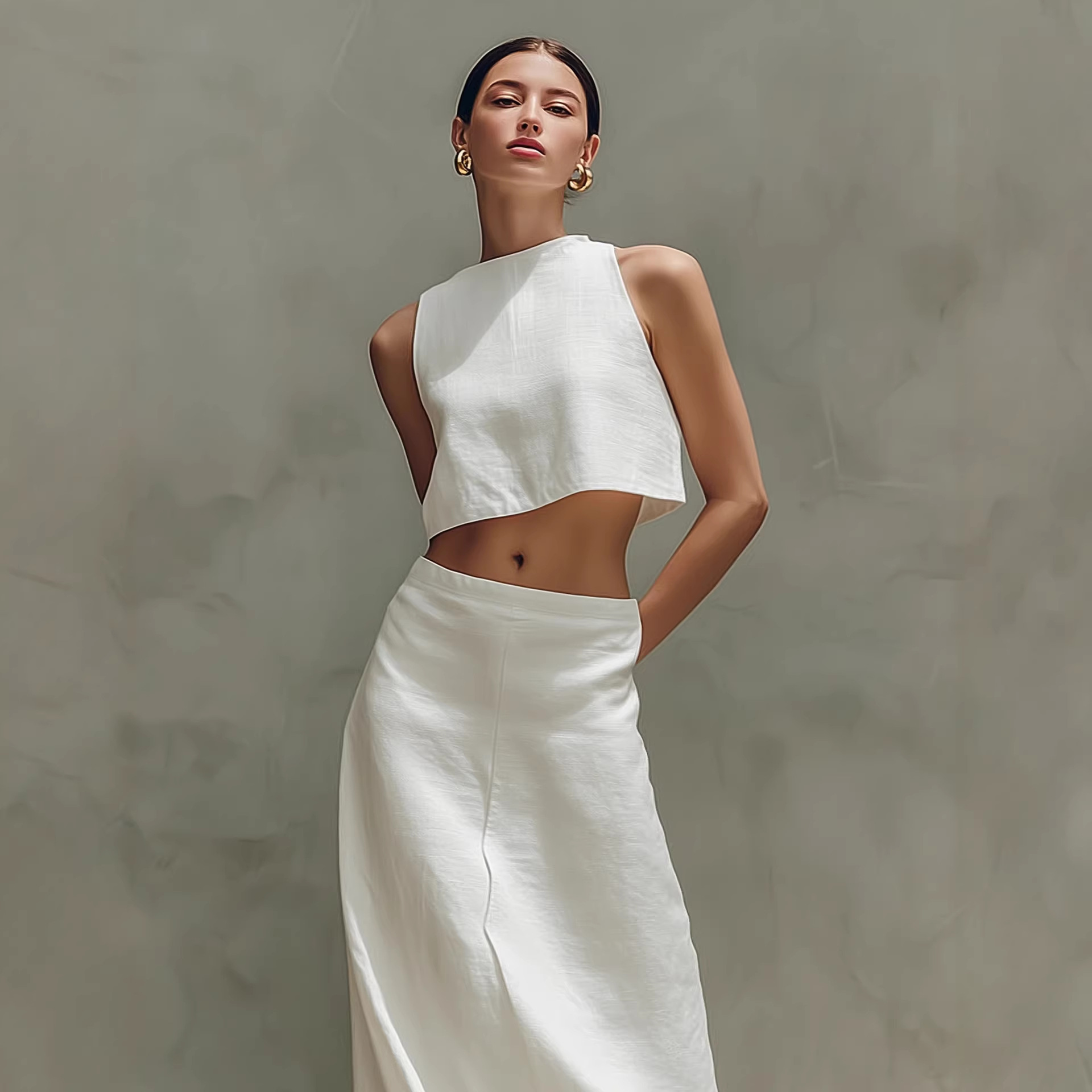 Sleeveless Top and Long Skirt Two-Piece Set