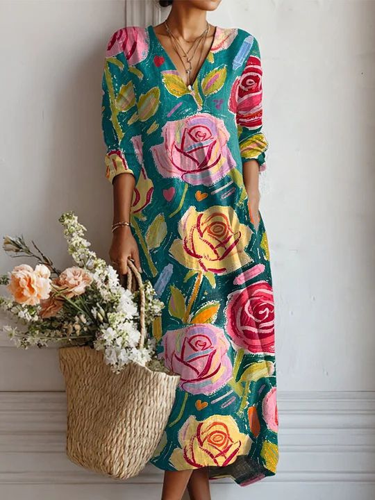Women's Floral Paisley Print Ruched Bodycon Midi Dress
