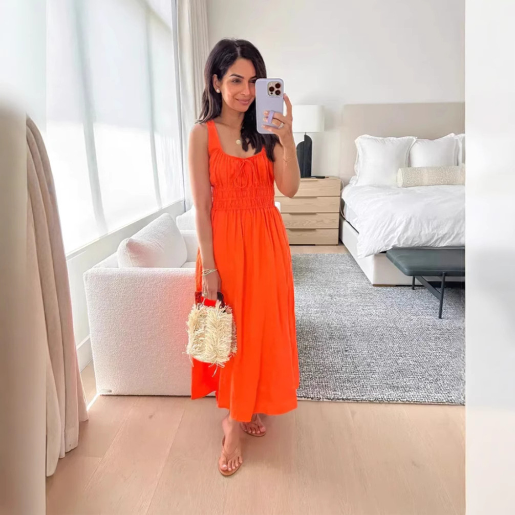 Women's Summer Sleeveless Solid Color Cami Dress