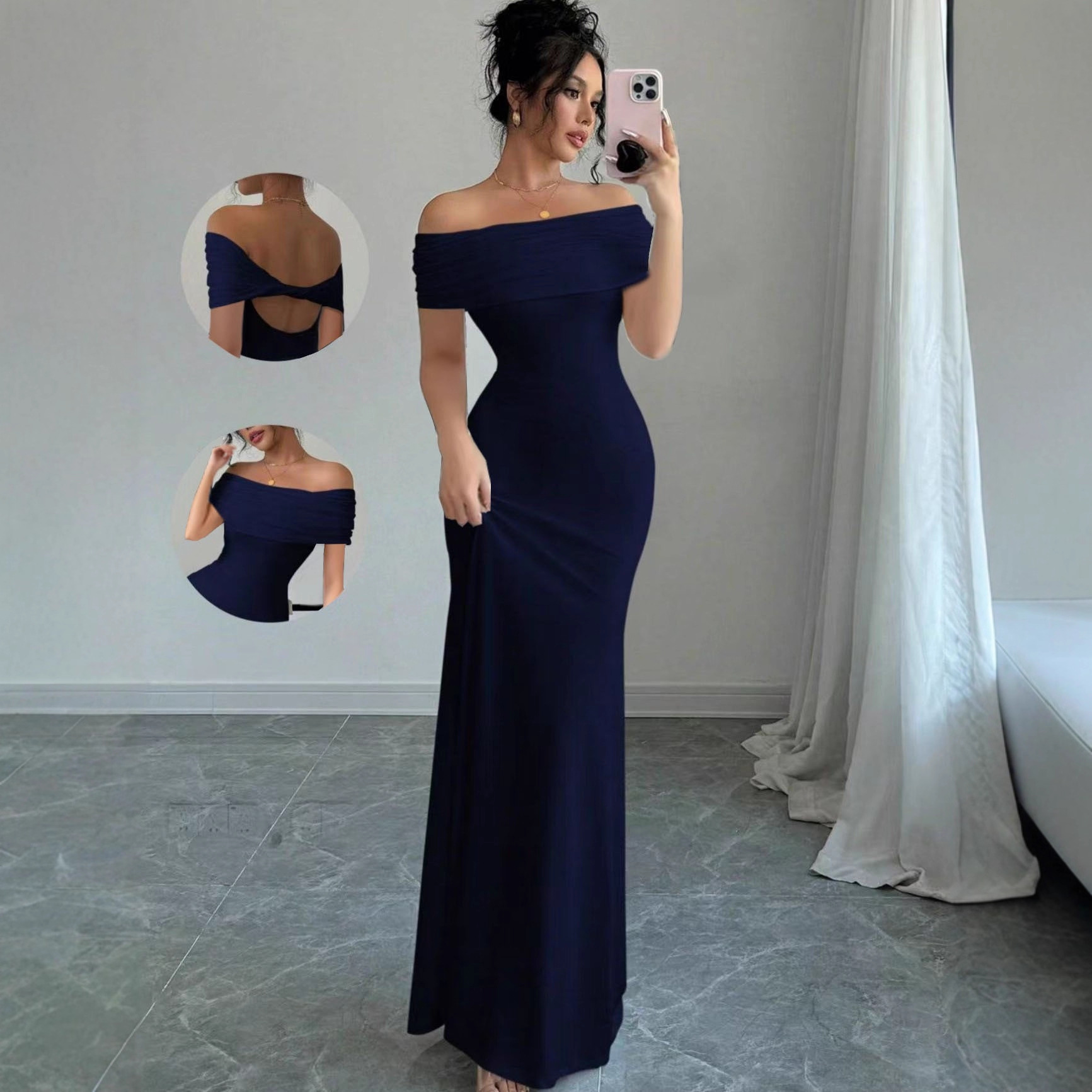 Sleeveless Off-Shoulder Bodycon Dress