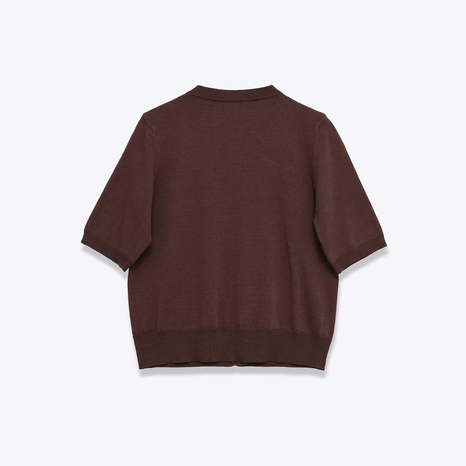 Women's Retro Dark Brown Short Sleeve Knit Cardigan