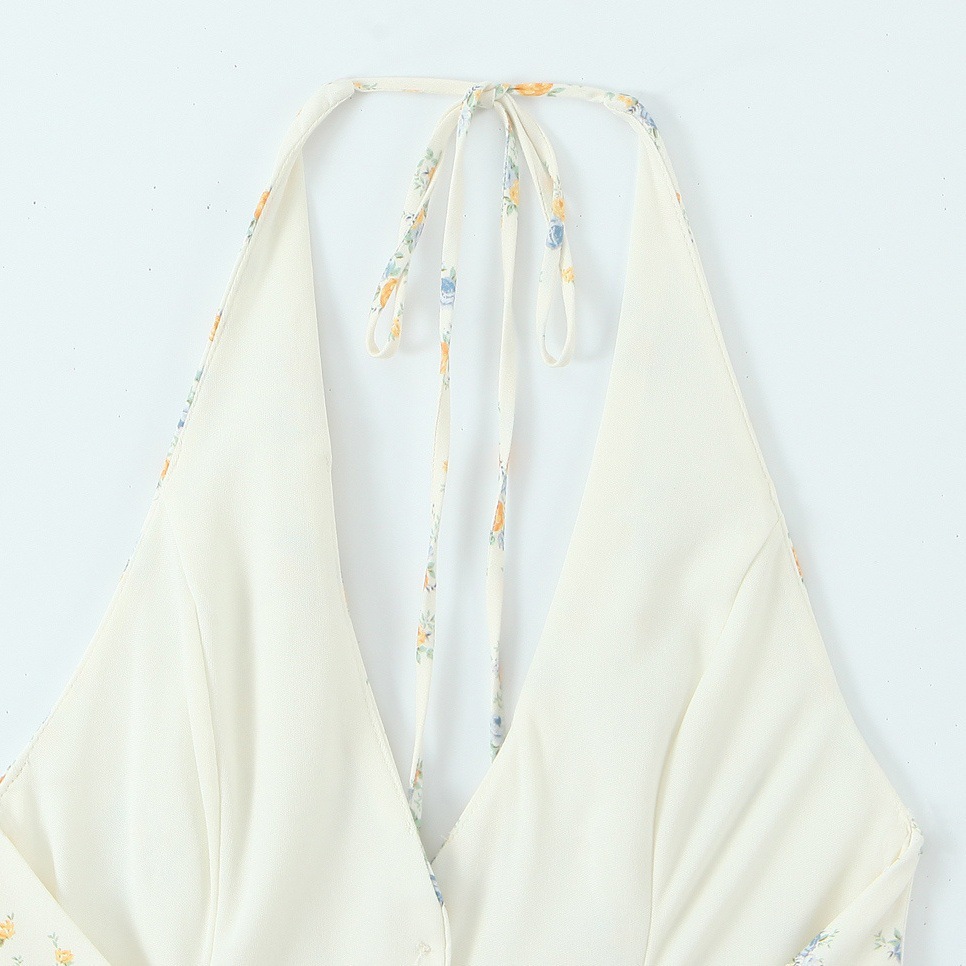 Floral Print Poplin Halter Dress