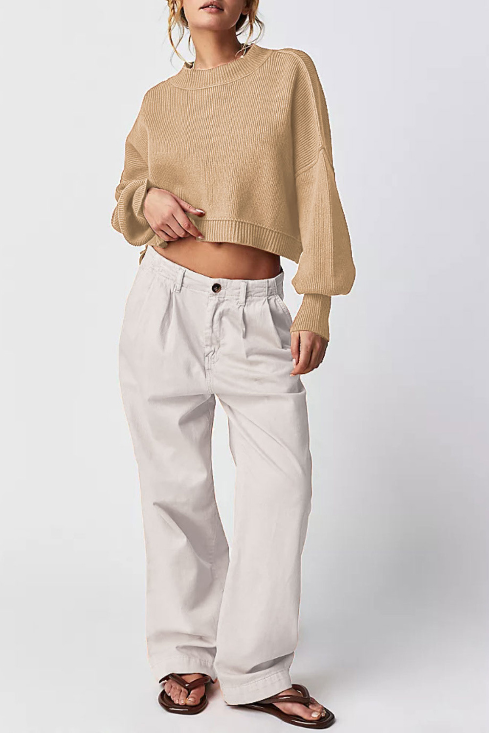 Women's Loose Crewneck Knit Pullover Sweater