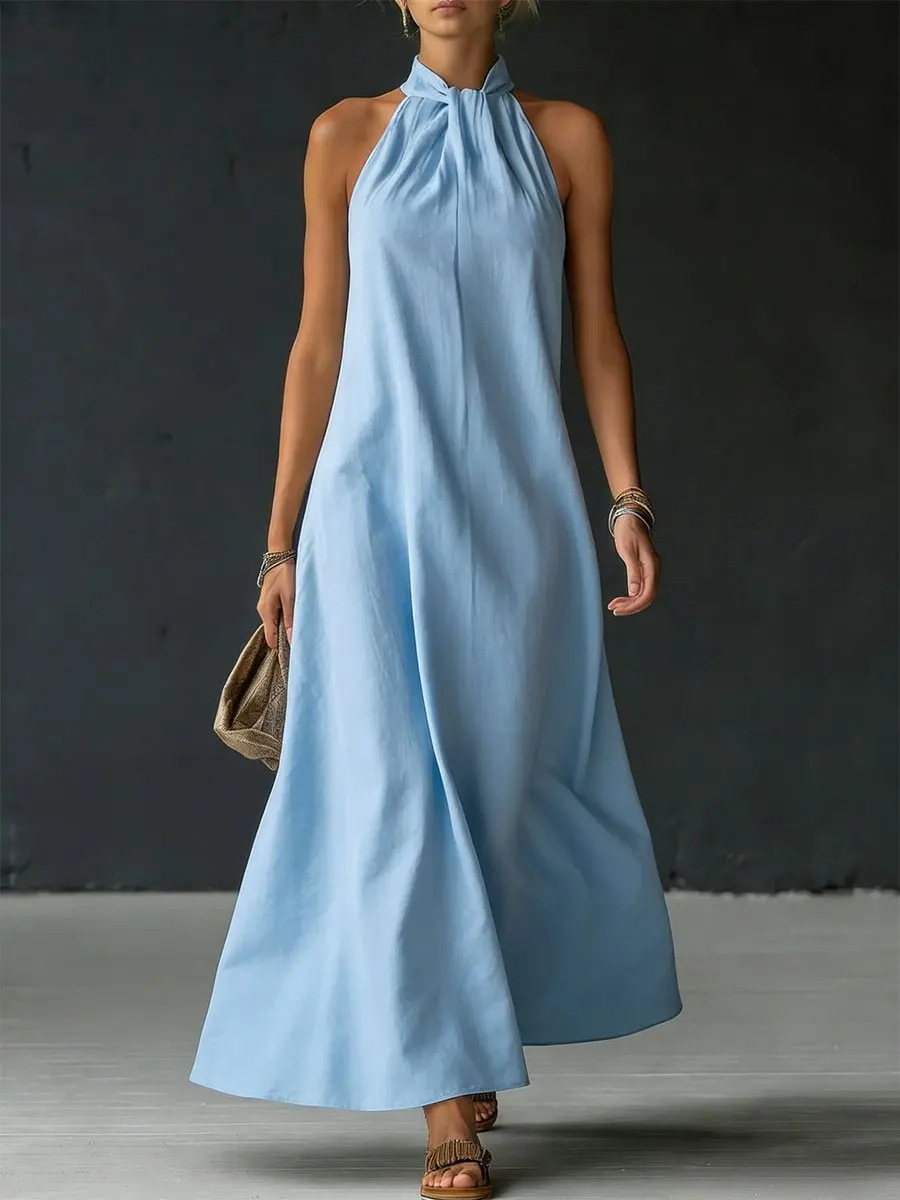 Women's Off-Shoulder Sleeveless Cross-Front Knit Maxi Dress