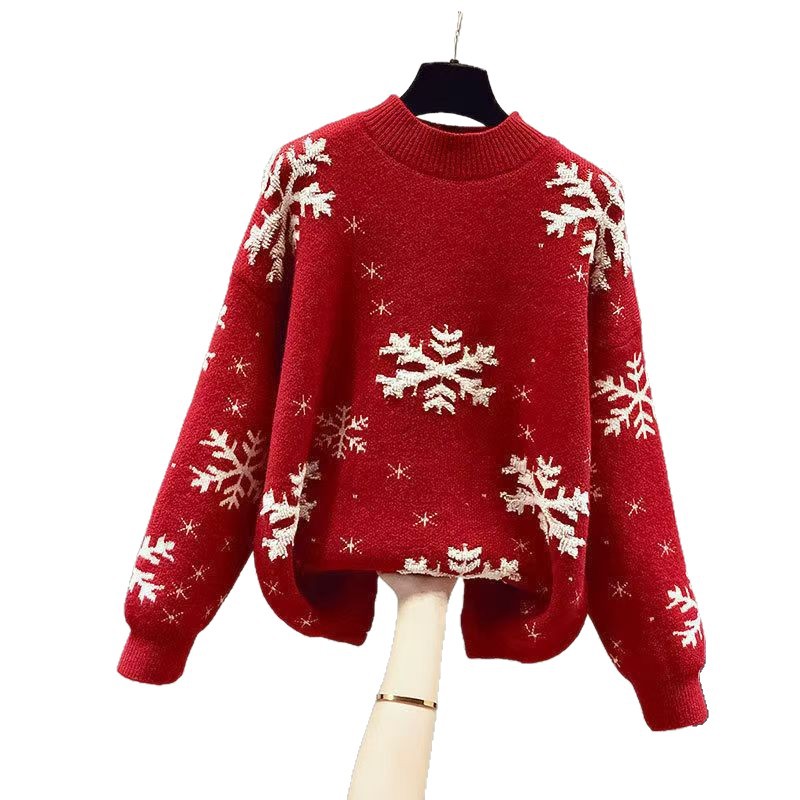 Women's Loose Knit Pullover Sweater Half Turtleneck Long Sleeve