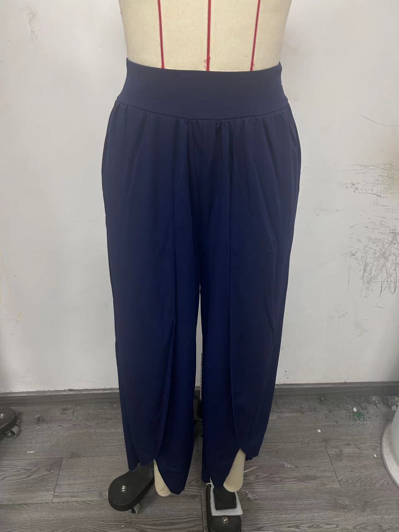 High-Waist Wide-Leg Yoga Pants with High Slit