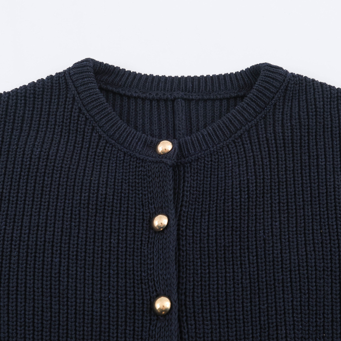 Women's Round Neck Cropped Knit Cardigan Short Skirt Style