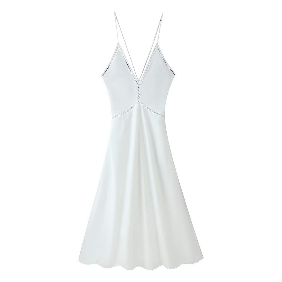 Women's Solid Color V-Neck Sleeveless A-Line Midi Dress