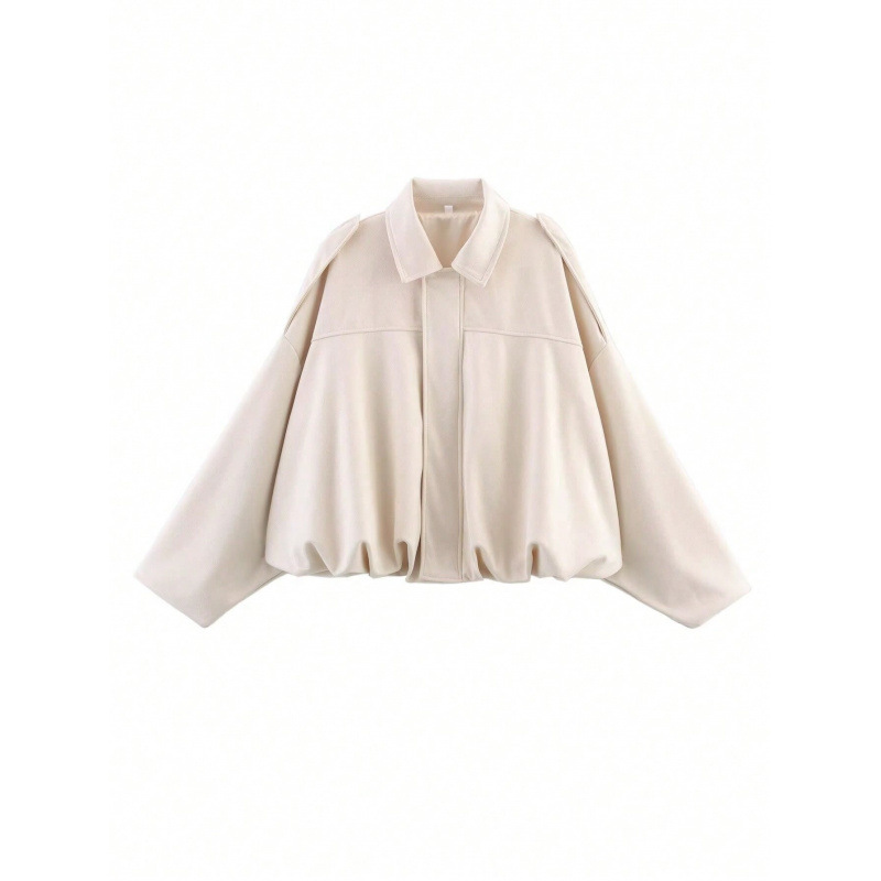 Sueded Faux Leather Bomber Jacket with Collar