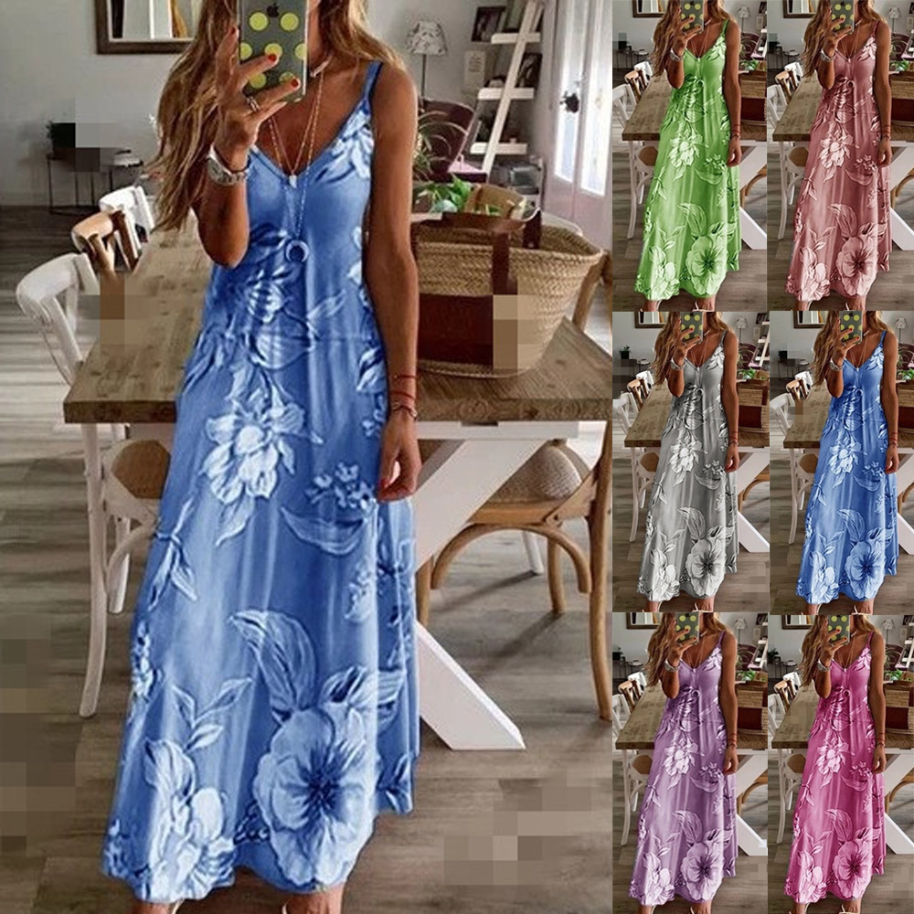 Women's Slimming Long Floral Cami Dress
