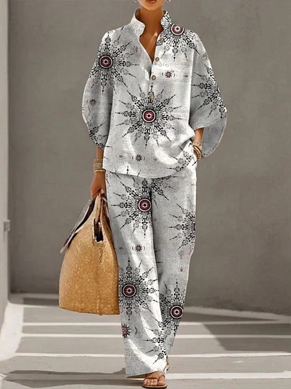 Women's Casual Solid Color Shirt Set