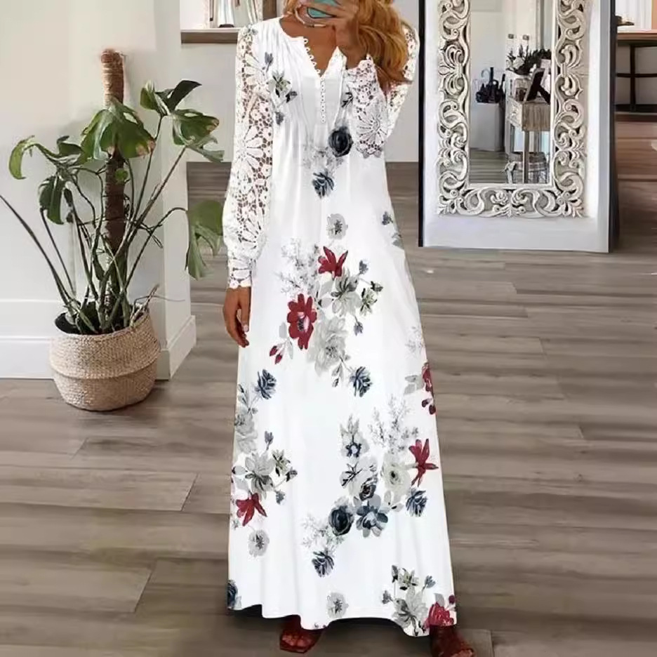 Women's Floral Lace Long Sleeve Dress