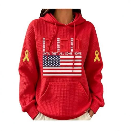 Women's Ribbon American Flag Print Casual Hoodie
