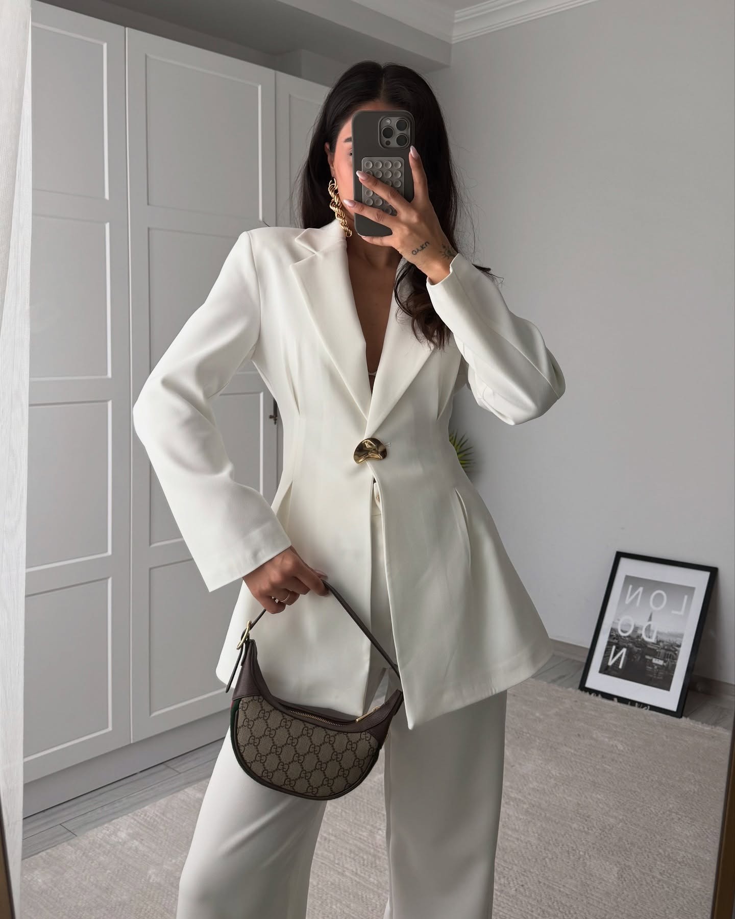 Women's Waist-Cinching Blazer and Pants Set Solid Color Commuter Suit