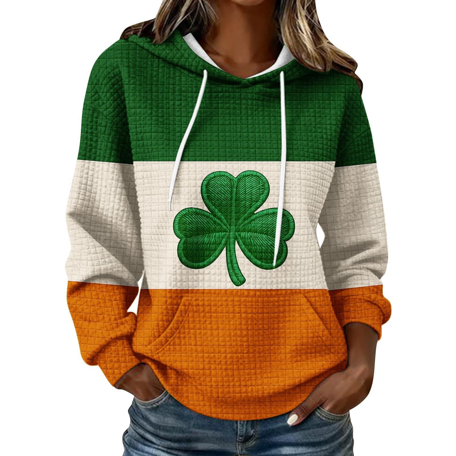 Women's Clover Cross Letter Print Hoodie