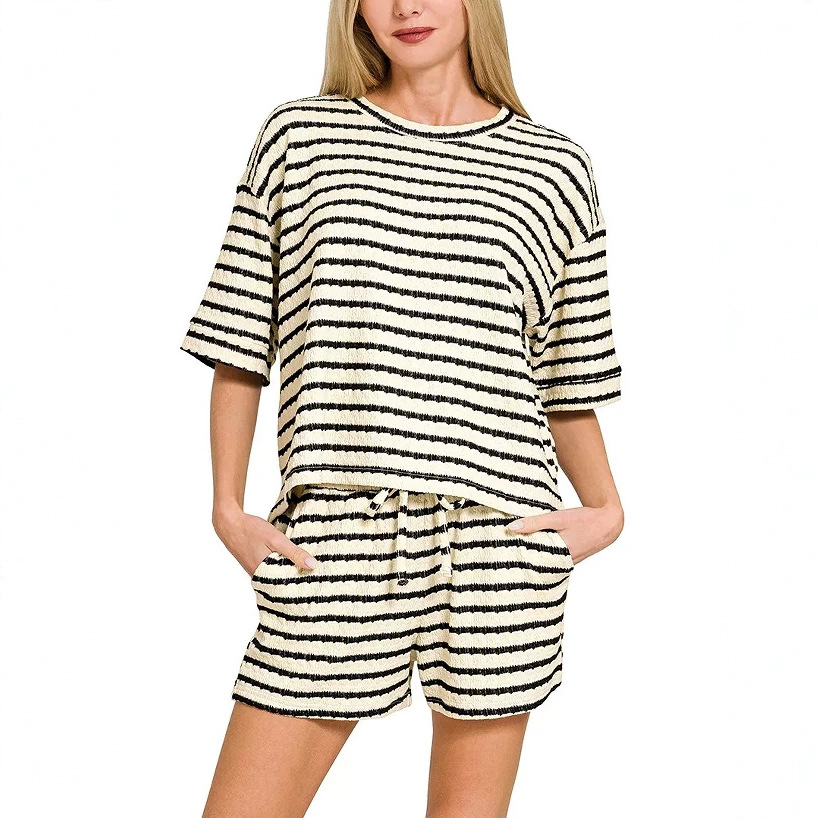 Striped Crewneck Short Sleeve & Shorts Set