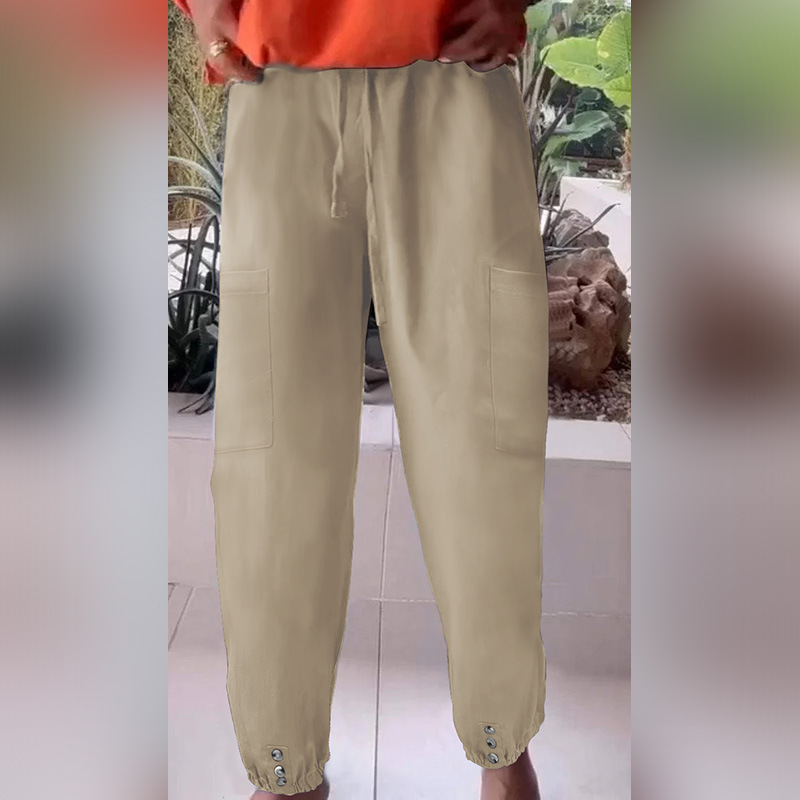Women's High-Waist Wide-Leg Cropped Pants with Slight Stretch