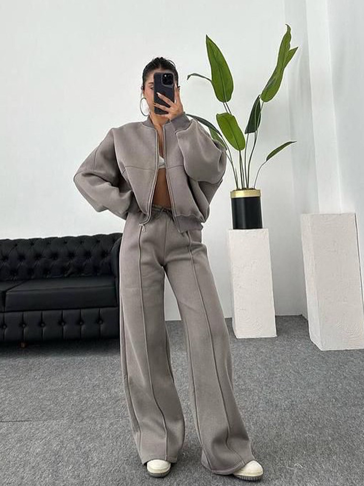Women's Casual Two-Piece Cardigan and Pants Set Long Sleeve Streetwear