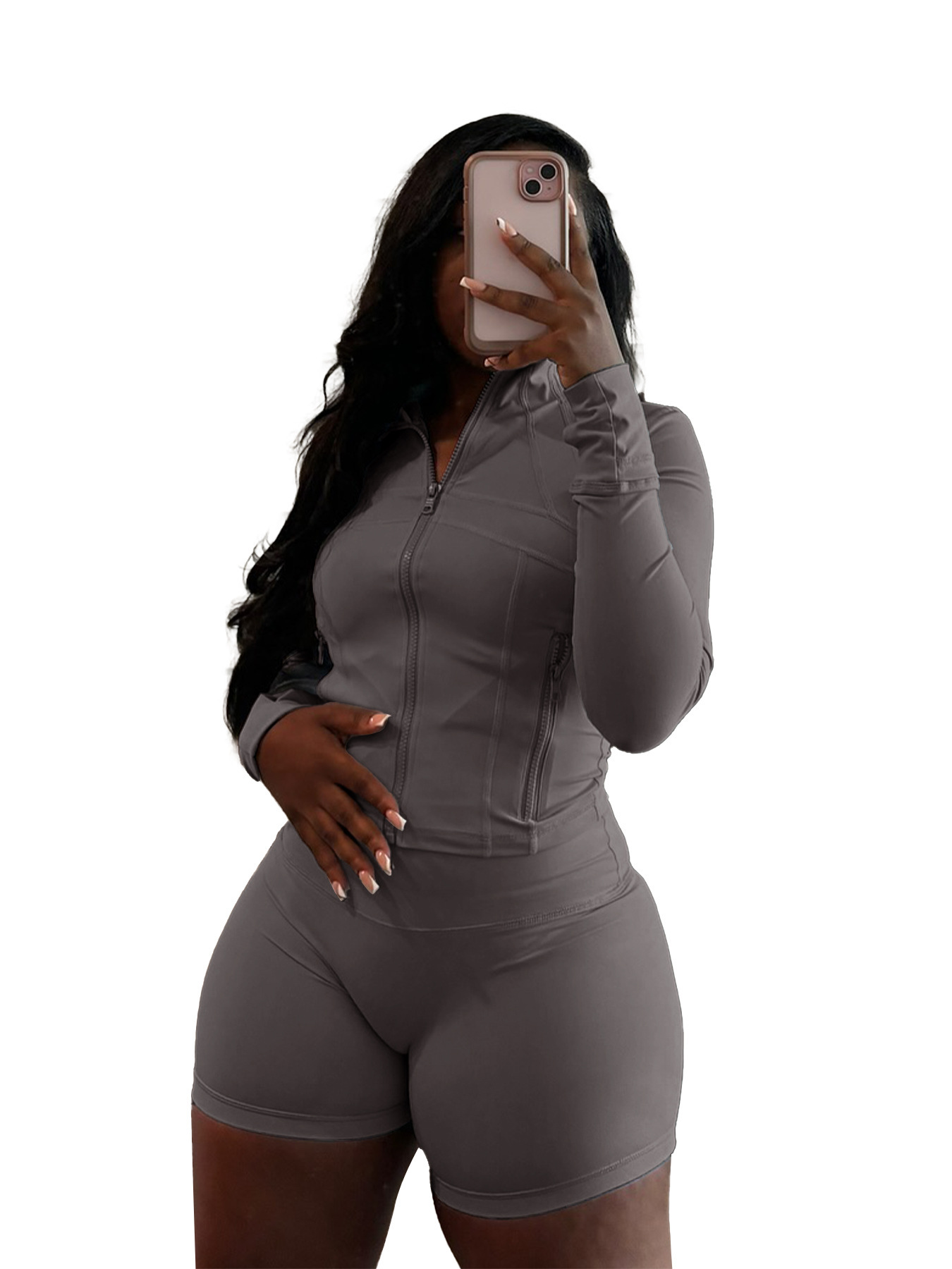Women's Sexy Bodycon Long Sleeve & Shorts Two-Piece Set
