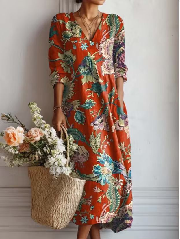 Women's Floral Paisley Print Ruched Bodycon Midi Dress