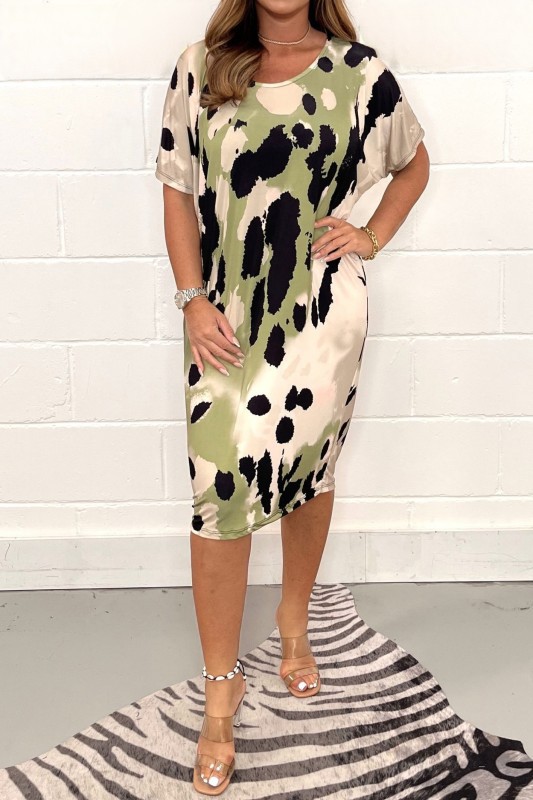 Women's Plus Size Printed Short Sleeve Casual Dress