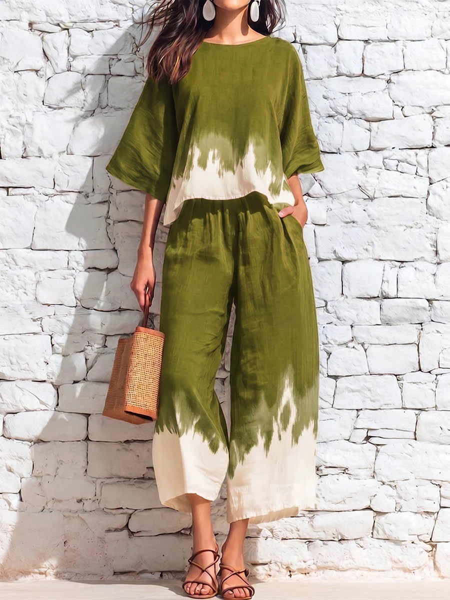 Women's Loose Fit Printed Casual Vacation Two-Piece Set