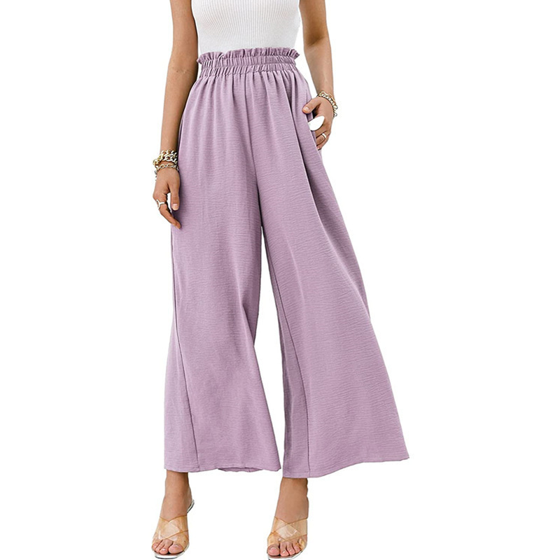 Cotton-Linen High-Waist Wide-Leg Cropped Pants
