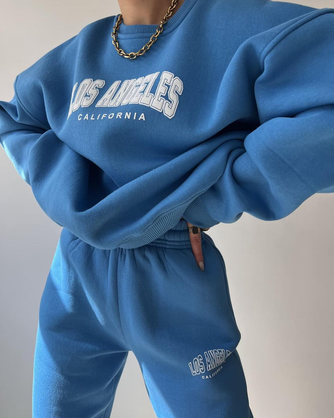 Women's Casual Print Fleece-Lined Sweatshirt and Pants Set