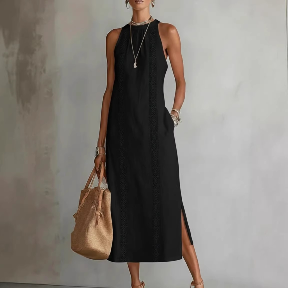 Women's Solid Color Loose Long Shirt Dress Casual