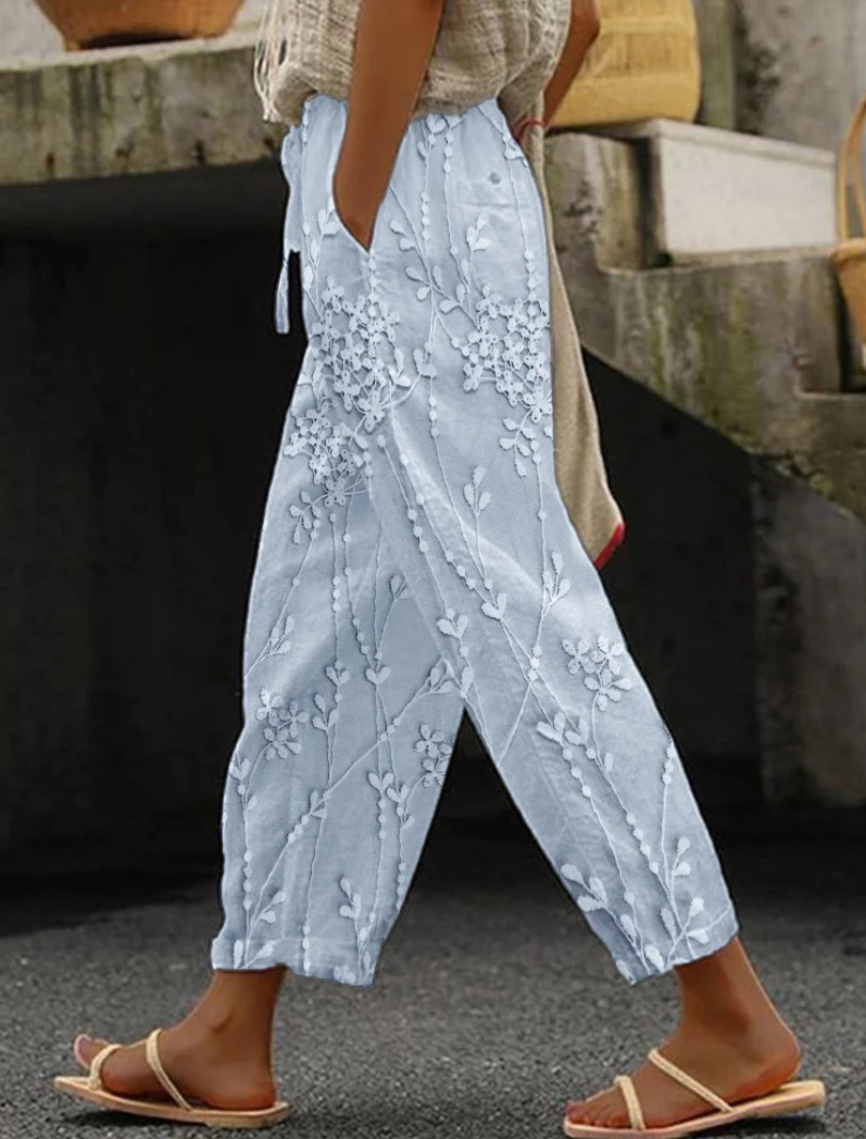 Women's Vintage Floral Print Straight-Leg Casual Pants