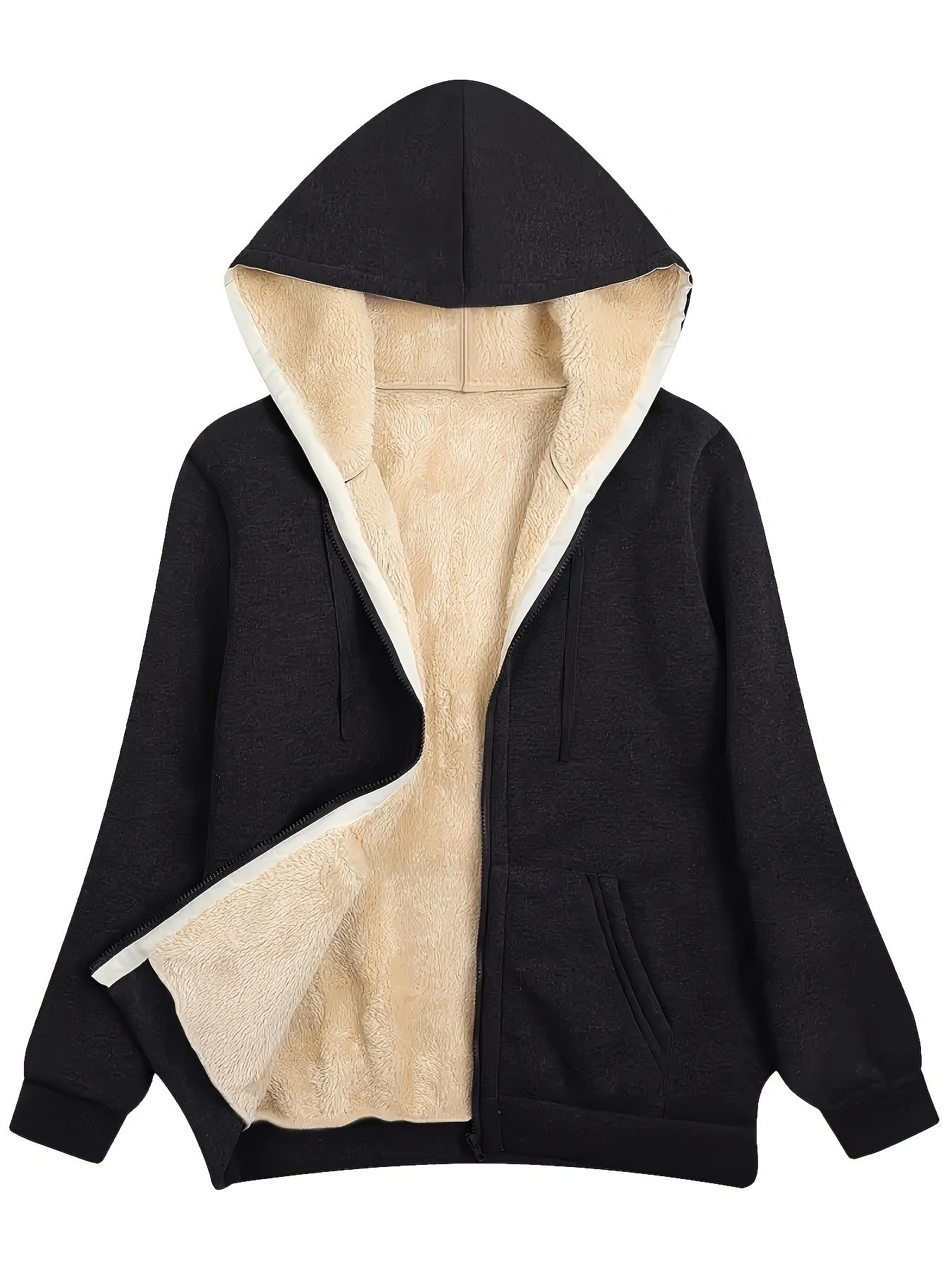 Women's Winter Warm Fleece Hooded Zip-Up Sweatshirt Jacket Thick