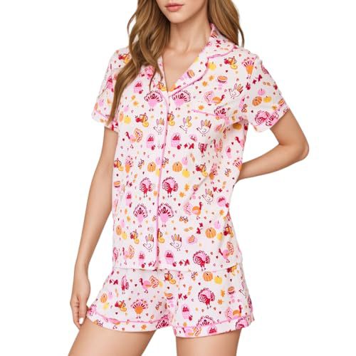 Women's Cuban Collar Polka Dot Print Short Sleeve Top Set