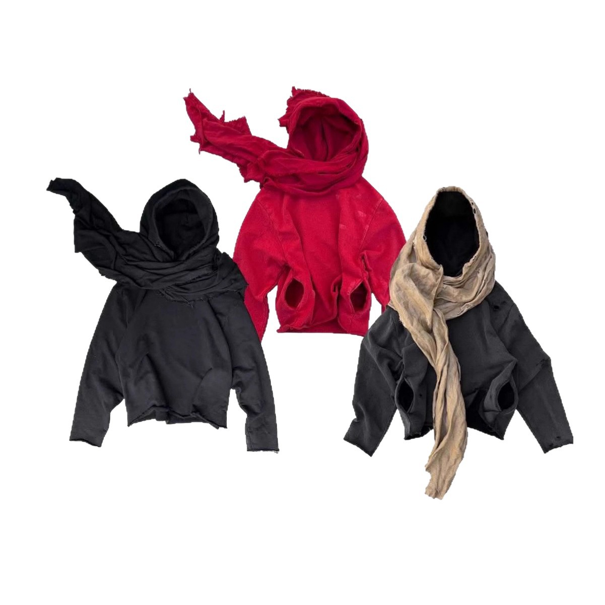 Women's Hooded Sweatshirt with Scarf Color Block Streetwear