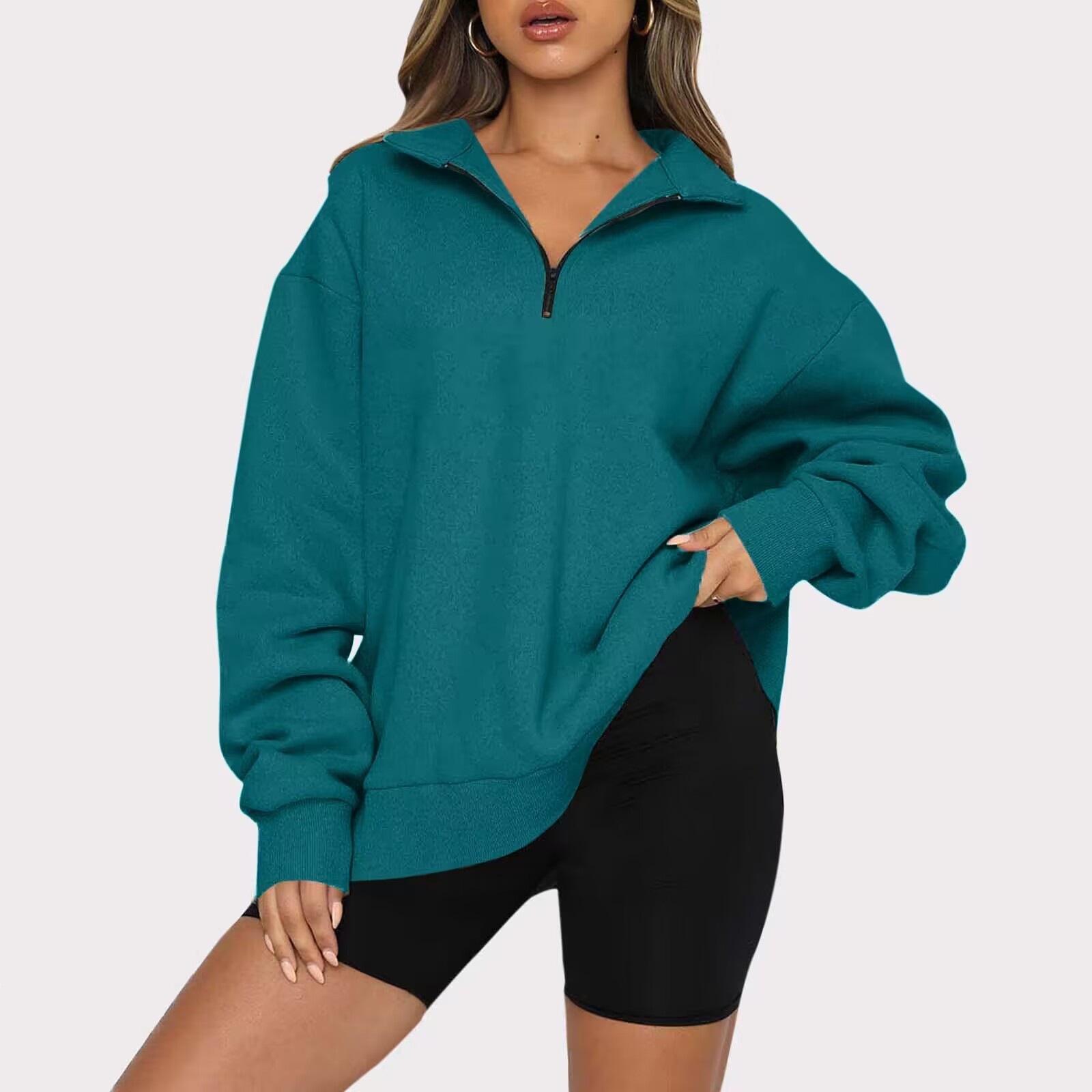 Women's Half-Zip Fleece-Lined Pullover Sweatshirt