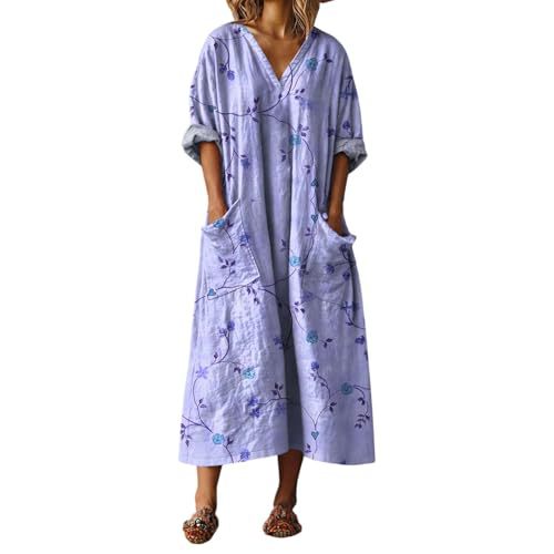 Women's V-Neck Boho A-Line Midi Dress