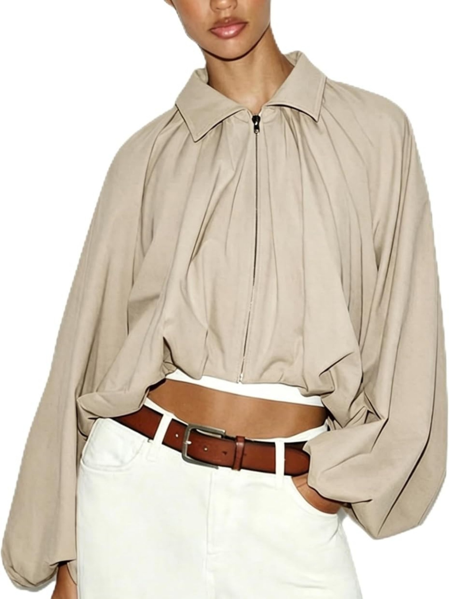 Solid Color Casual Sweet Bomber Jacket for Women