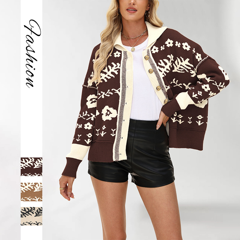Square Neck Button Knit Cardigan Sweater