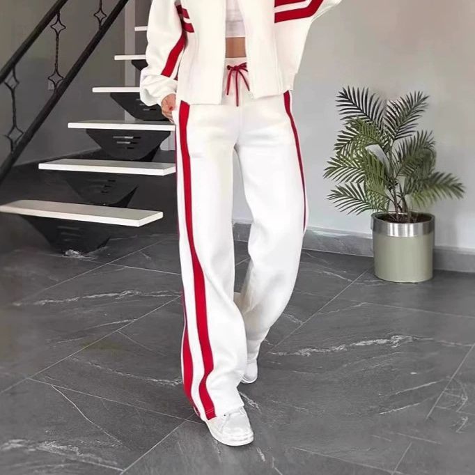 Women's Colorblock Two-Piece Tracksuit Set Zip-Up Cardigan & Pants