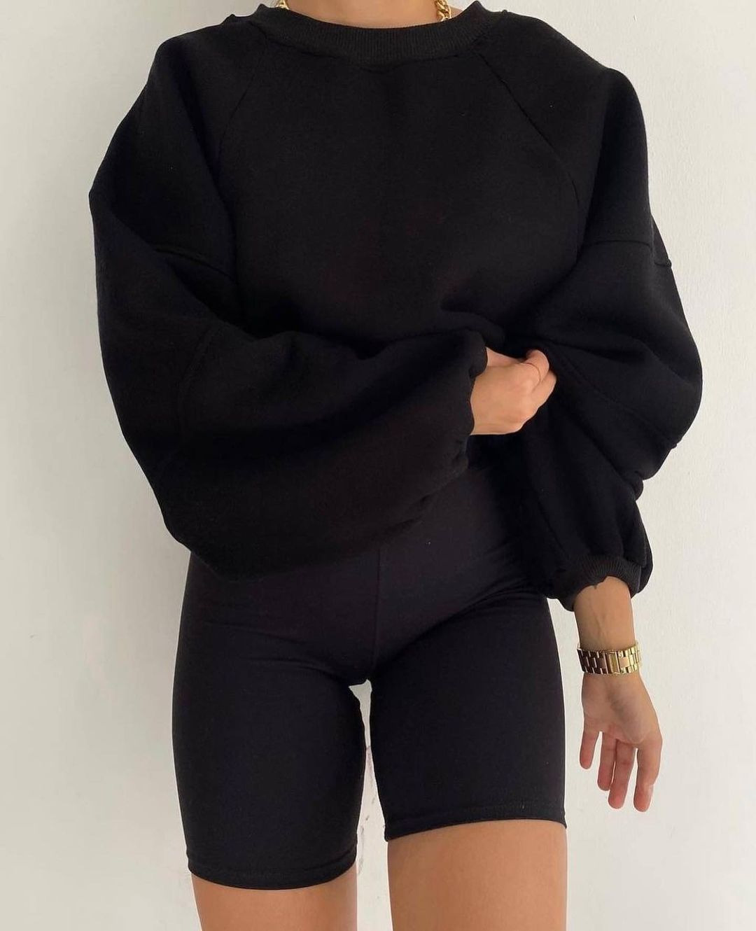 Crewneck Colorblock Long-Sleeve Solid Pullover Sweatshirt