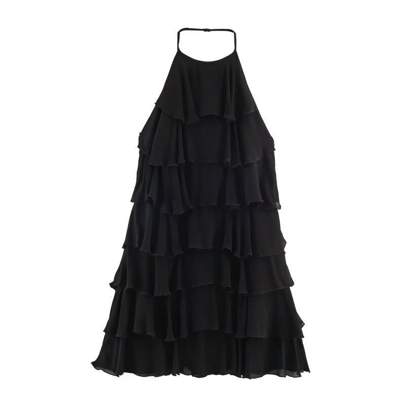Women's Solid Color Long Sleeveless Halter Dress