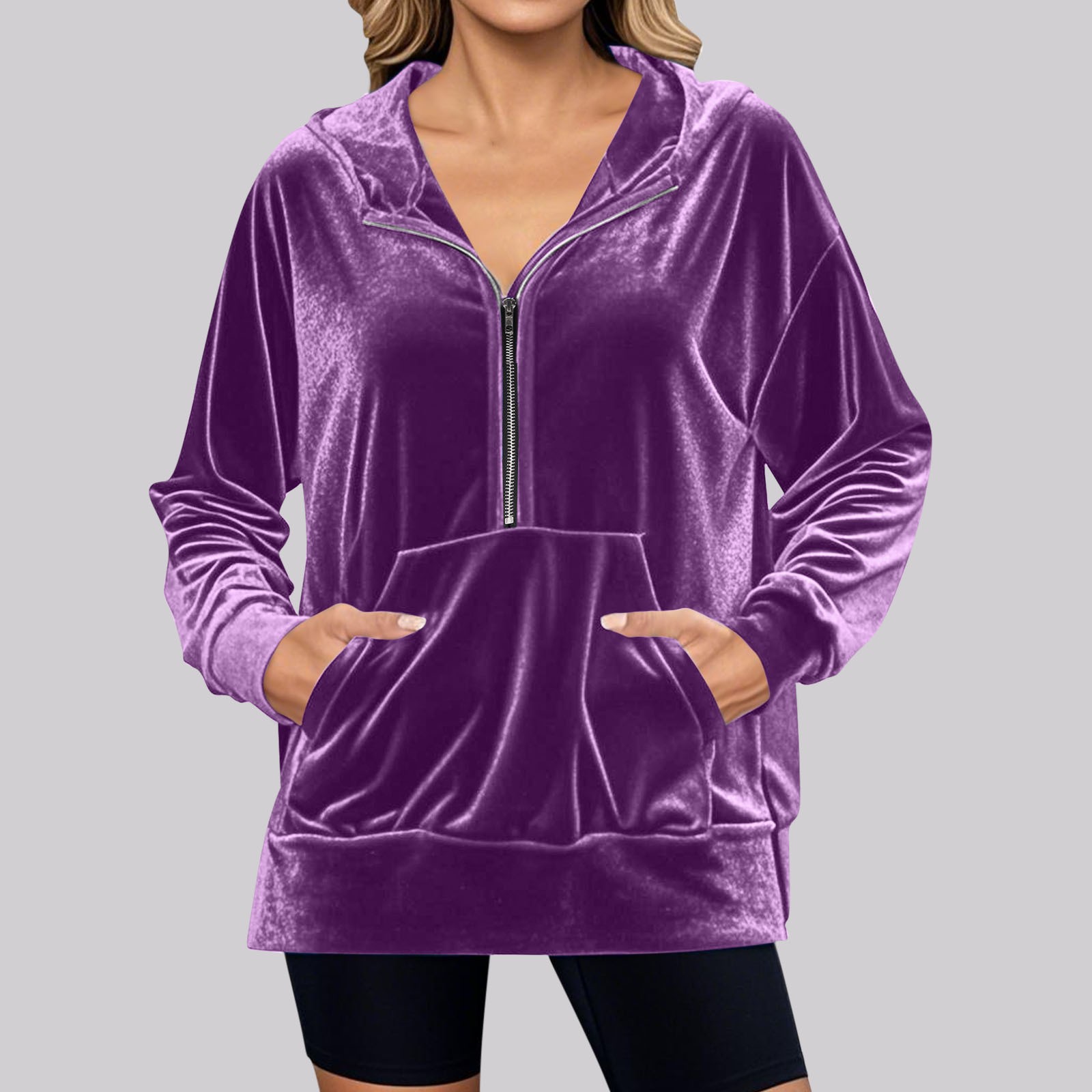 Women's Hooded Long-Sleeve Sweatshirt Korean Velvet Pullover