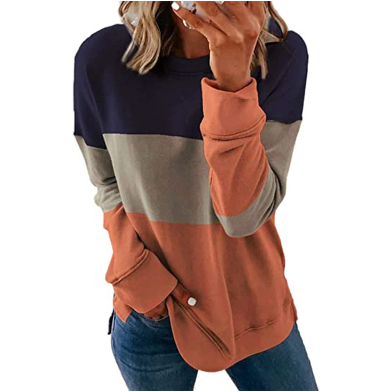 Women's Colorblock Crewneck Long-Sleeve Sweatshirt Loose Fit
