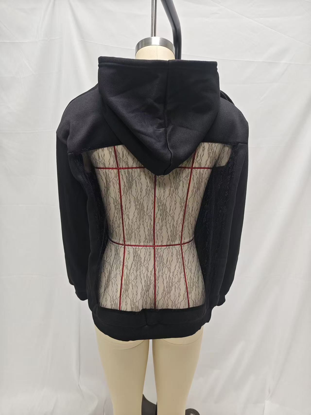 Women's Open-Back Cutout Mesh Hoodie