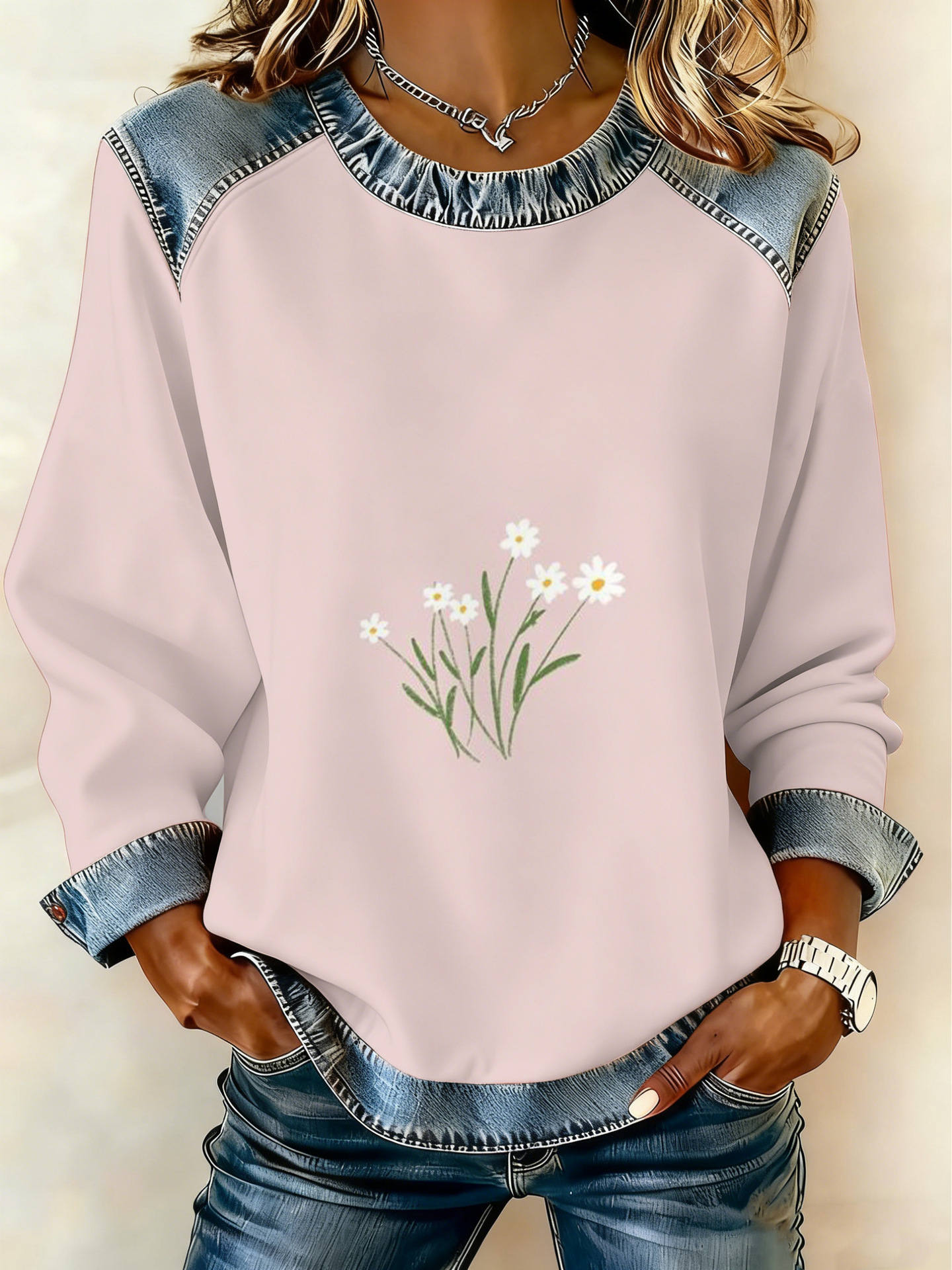 Women's Animal Lion Tiger Print Crewneck Sweatshirt