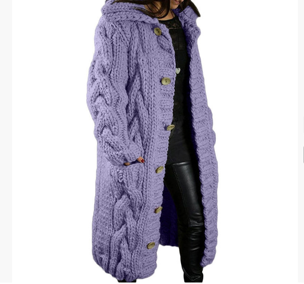 Women's Plus Size Open-Front Cardigan Sweater Long Knit Coat with Pockets
