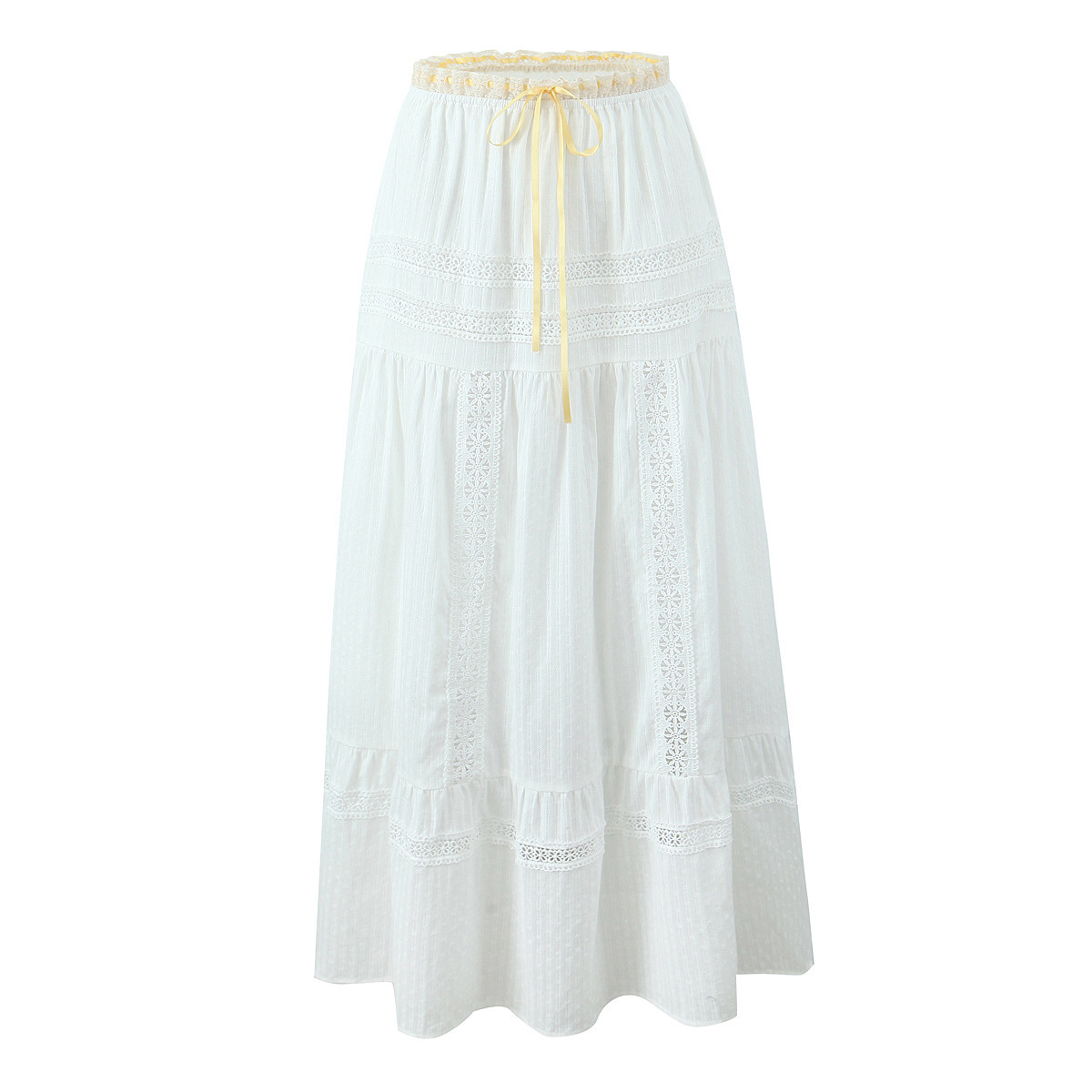 Color-Block Ribbon Sleeveless Top and Midi Skirt Two-Piece Set