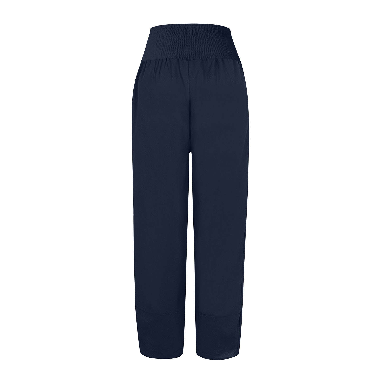 Solid High-Waist Straight-Leg Wide-Leg Pants