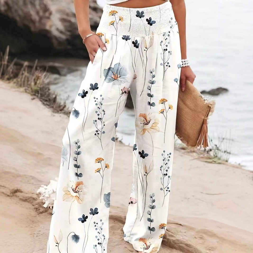 Printed High-Waist Wide-Leg Women's Pants