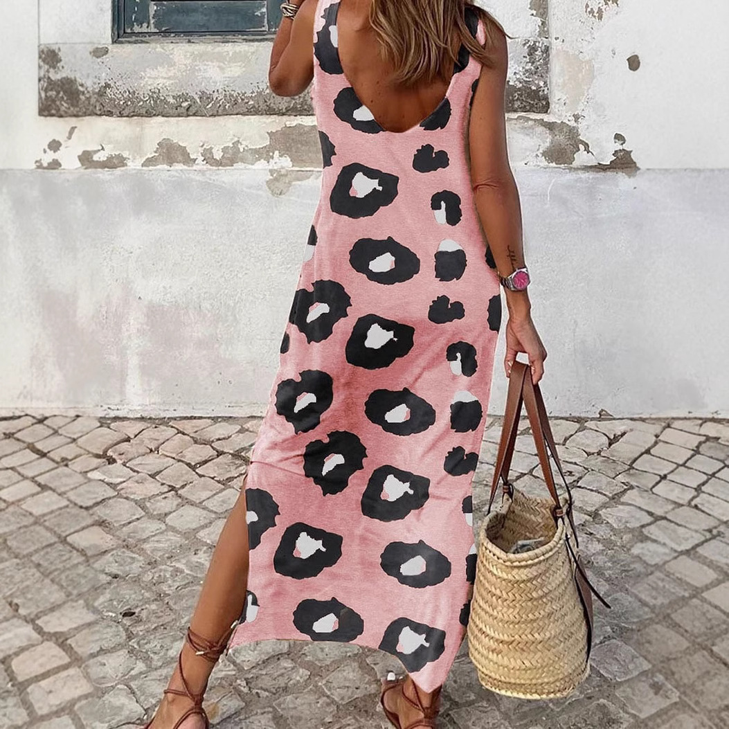 Leopard Print Loose Side Slit Dress